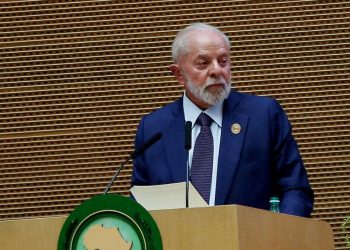 FILE PHOTO: Brazil's President Luiz Inacio Lula da Silva addresses the opening of the 37th Ordinary Session of the Assembly of the African Union at the African Union Headquarters, in Addis Ababa, Ethiopia February 17, 2024. REUTERS/Stringer//File Photo